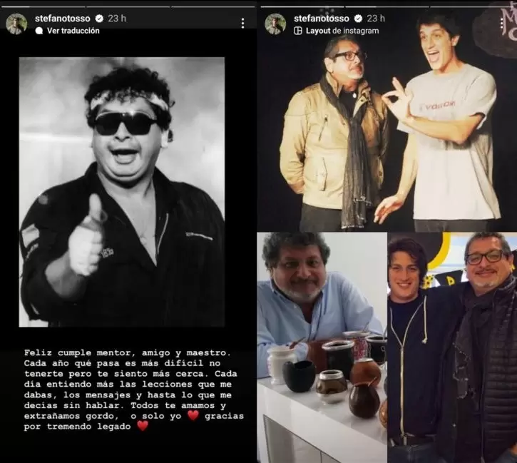 Historias de Stefano Tosso sobre Ricky Tosso. (Foto: Instagram)