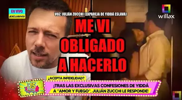 Julin Zucchi se vio obligado a oficializar su relacin con reportera de Magaly. (Foto: Amor y Fuego)