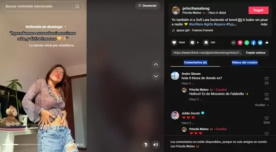 TikTok de Priscila Mateo. (Foto: Captura de pantalla)