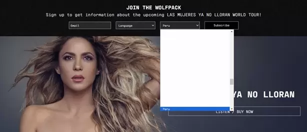 Pgina oficial de Shakira. (Foto: Captura de pantalla)