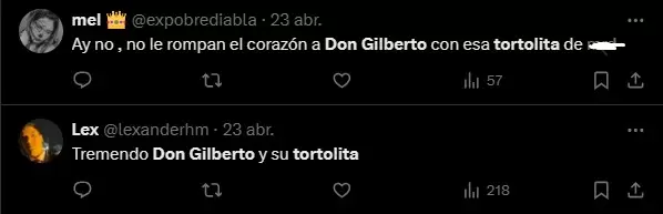 Usuarios sobre Don Gilberto y Tortolita