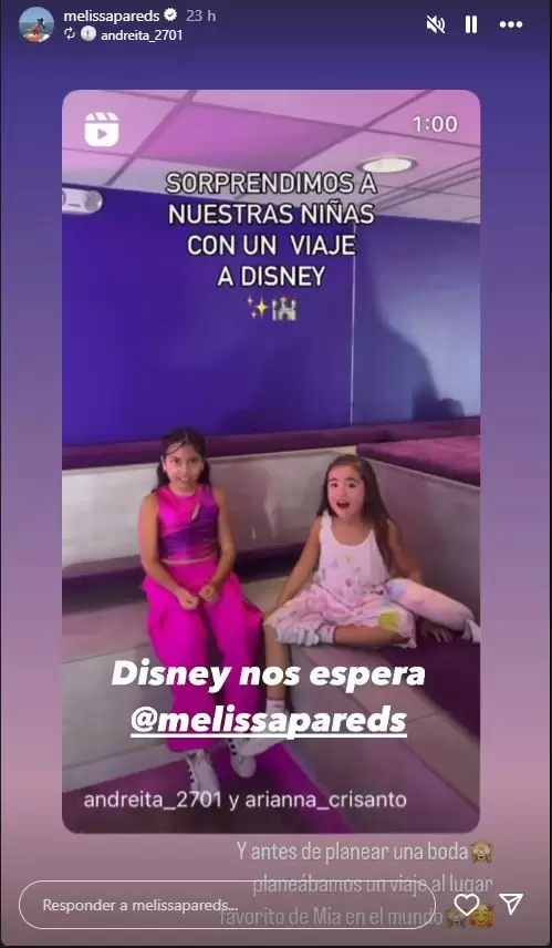 Historia de Melissa Paredes sobre sorpresa de Disney a su hija. (Foto: Instagram)