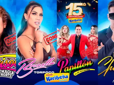 Marisol, Chechito, Brunella Torpoco y Papilln en el 15 aniversario de karibea