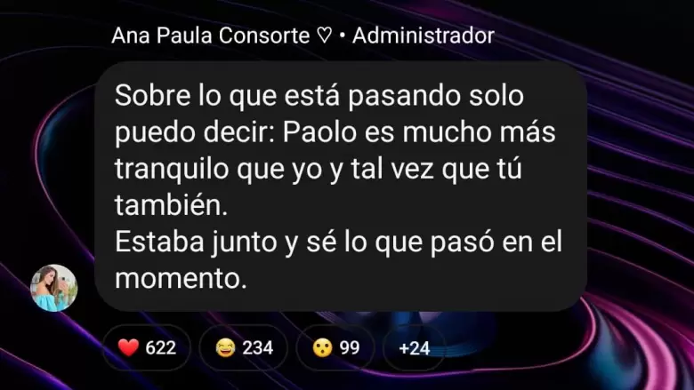 Ana Paula Consorte respalda a Paolo Guerrero
