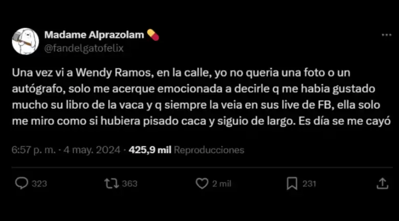 Usuaria arremete contra Wendy Ramos