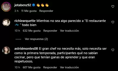 Usuarios sobre nueva temporada de El Gran Chef Famosos