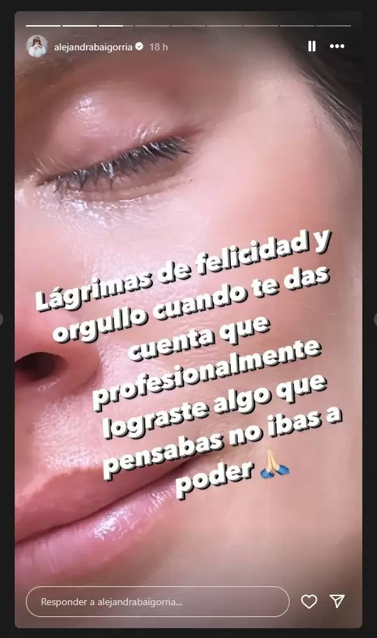 Alejandra Baigorria llora de felicidad. (Instagram)