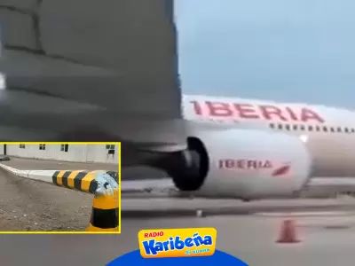 Avin de Iberia choc contra poste de luz en aeropuerto de Pisco.