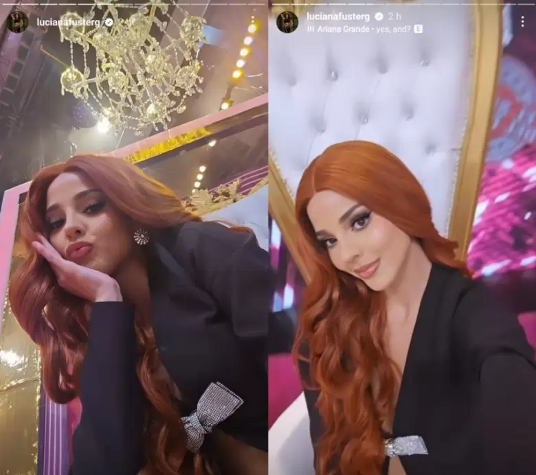 Historias de Luciana Fuster con su cambio de look. (Instagram)