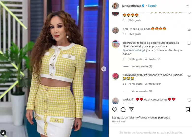 Janet Barboza cerr sus comentarios en redes sociales