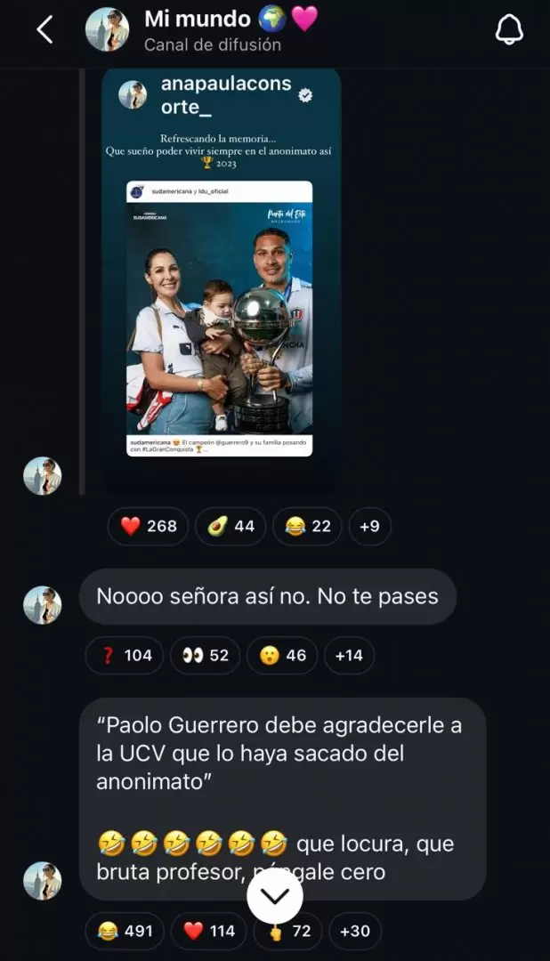 Ana Paula defiende a Paolo Guerrero