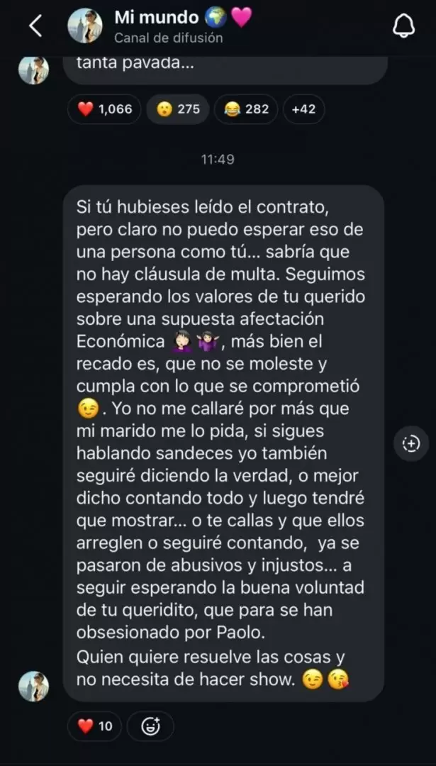 Ana Paula Consorte amenaza con contar todo sobre contrato de Paolo Guerrero