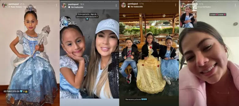 Historias de Pamela Lpez en el cumple de su hija menor. (Instagram)