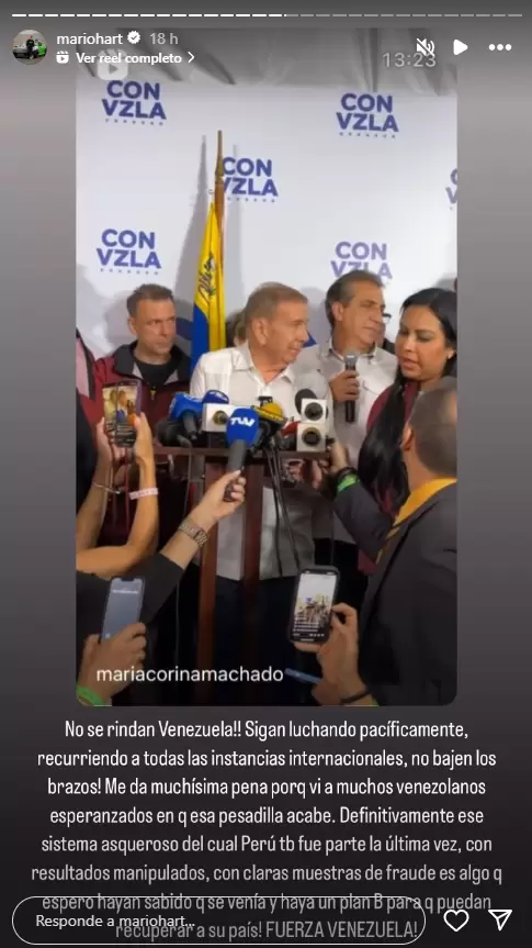 Mensaje de Mario Hart a los venezolanos