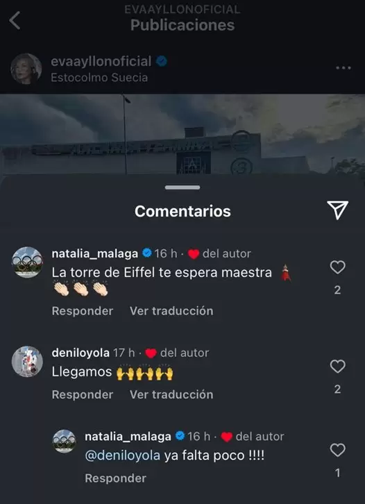 Interaccin de Natalia Mlaga y Eva Aylln en redes. (Instagram)