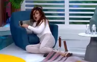 Janet Barboza sufre aparatosa cada EN VIVO mientras conduca y rompe mueble de 'Amrica Hoy'