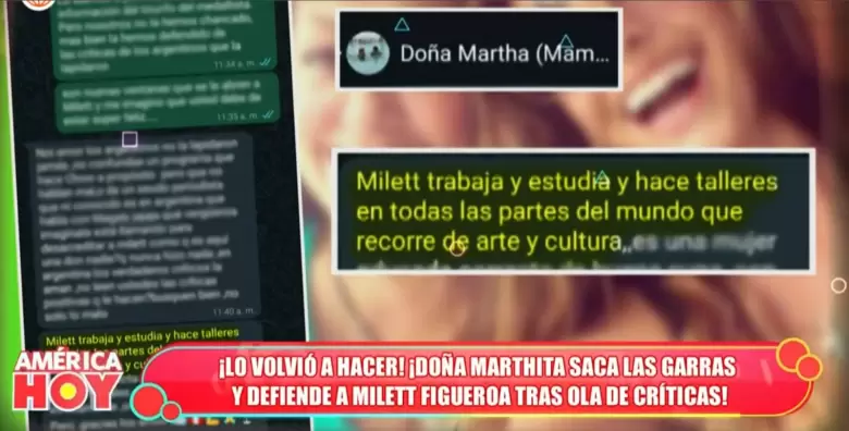 Doa Marta defiende a su hija Milett Figueroa