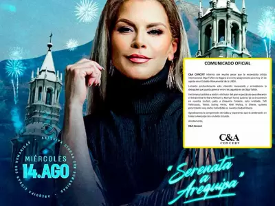 Olga Tan cancela su presentacin en concierto por el Aniversario de Arequipa