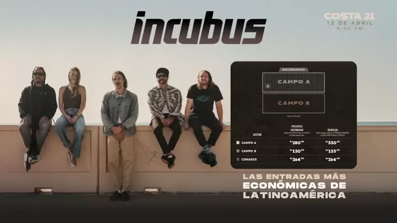 Entradas para el concierto de Incubus en Per.