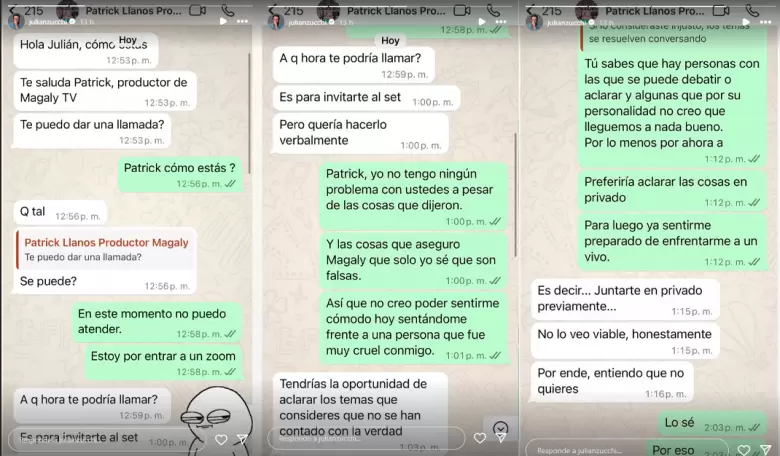 Conversacin de Patrick con Julin Zucchi