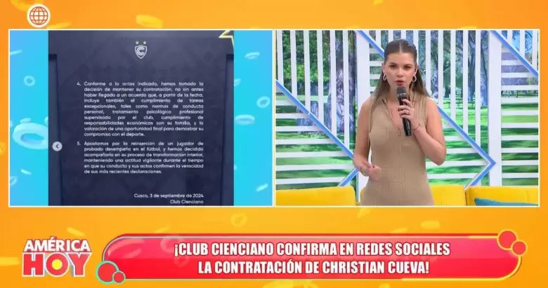 Brunella Horna sobre regreso de Cueva a Cienciano. (Amrica Hoy)