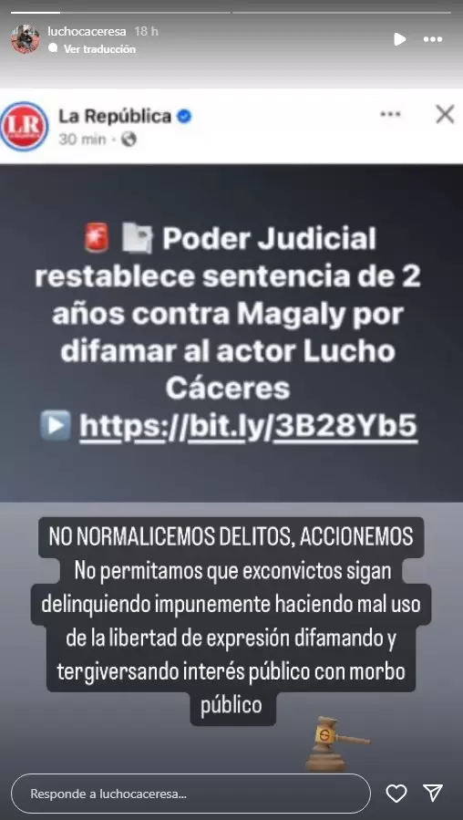 Lucho Cceres fuerte mensaje en redes