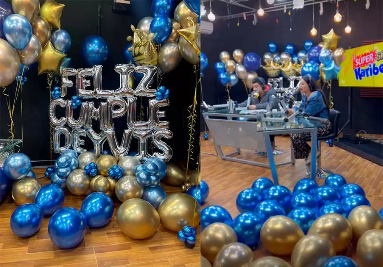 Decoracin de globos en el set de Radio Karibea