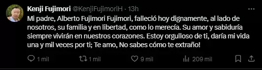 Kenji se despide de su padre Alberto Fujimori