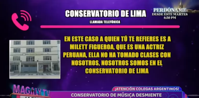 Conservatorio de Lima desmiente a Milett Figueroa