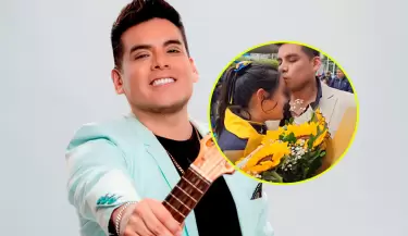 Vctor Yaipn Jr. entrega flores amarillas a su hija