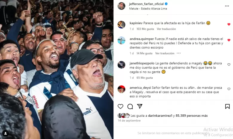 Jefferson Farfn cerr sus comentarios en Instagram