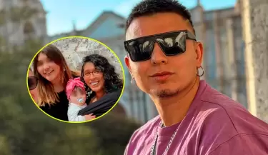 Farik Grippa con sus dos hijas y su esposa