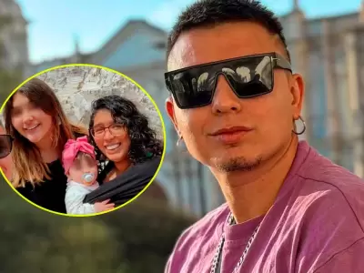 Farik Grippa con sus dos hijas y su esposa