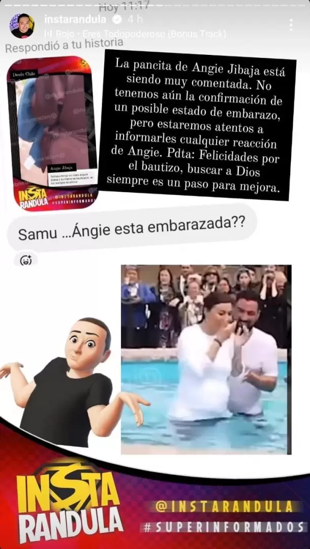 Samu comenta la pancita de Angie Jibaja. (Instarndula)