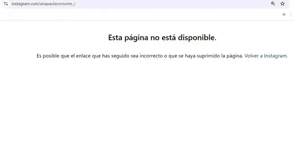 Ana Paula Consorte no aparece en Instagram. (Captura de pantalla)