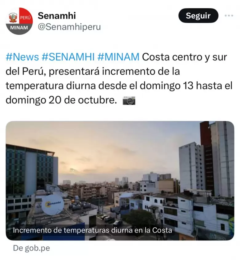 Senamhi pronostica subida en la temperatura de la costa peruana