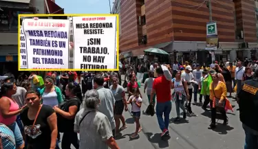 Comerciantes de Mesa Redonda protestan en contra de la Ley 31980