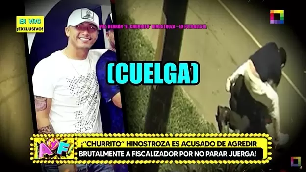 Hinostroza cuelga luego de que le dicen que tienen imgenes de l agrediendo a un fiscalizador. (Amor y Fuego)