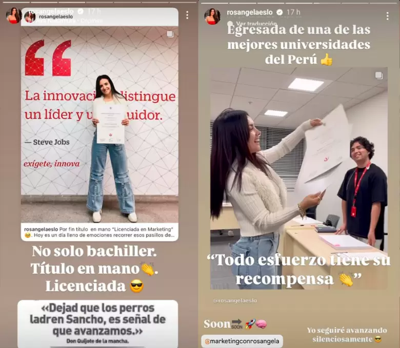 Rosngela Espinoza presume su ttulo universitario. (Instagram)