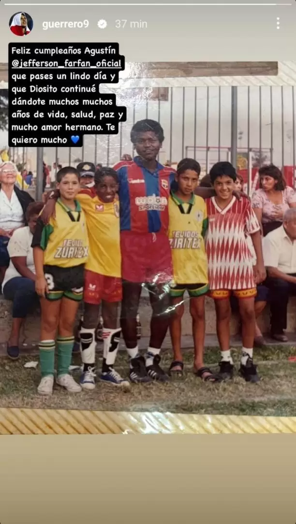 Paolo Guerrero y emotivo mensaje de cumpleaos a Jefferson Farfn. (Instagram)