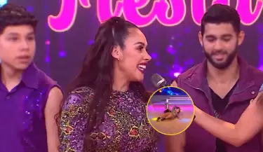 Dorita Orbegoso se cae en plena competencia de baile.