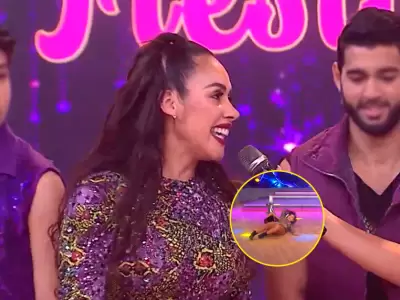 Dorita Orbegoso se cae en plena competencia de baile.