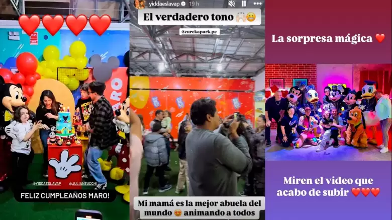 Historias de Julin Zucchi y Yidd Eslava en el cumpleaos de su hijo. (Instagram)