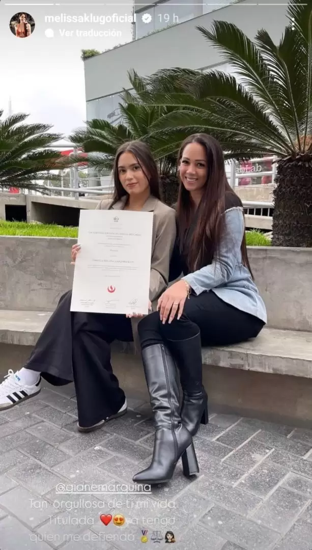 Melissa Klug orgullosa del ttulo profesional de Gianella Marquina. (Instagram)