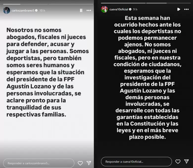 Carlos Zambrano y Christian Cueva sobre Agustn Lozano. (Instagram)