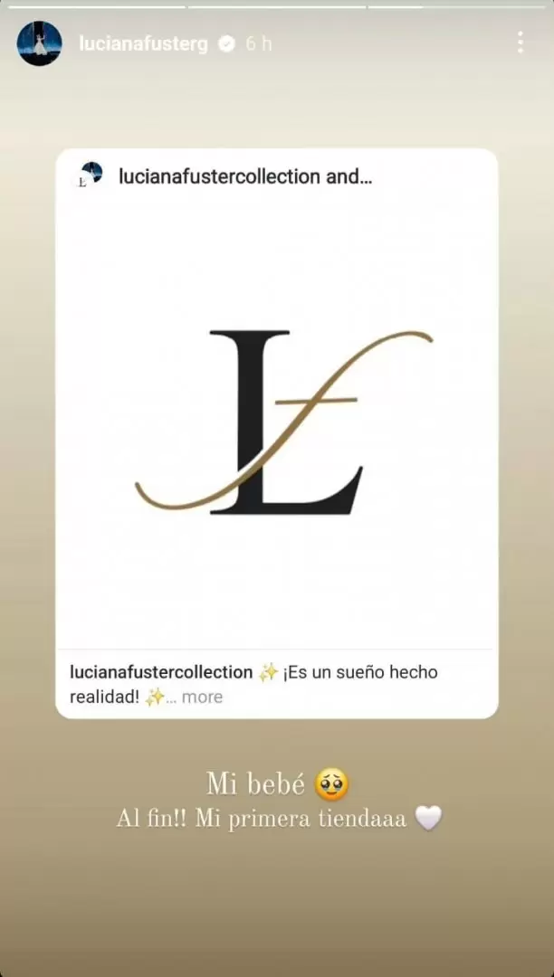 Historia de Luciana Fuster sobre su primera tienda. (Instagram)