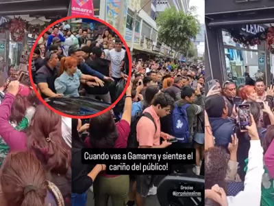 Magaly causa furor durante si visita a Gamarra