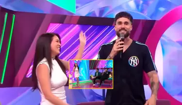 Gino Assereto trolea a Jazmn Pinedo en su visita a "Ms Espectculos".