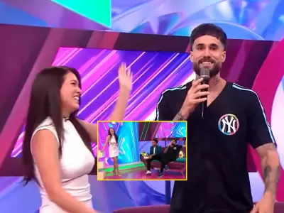 Gino Assereto trolea a Jazmn Pinedo en su visita a "Ms Espectculos".