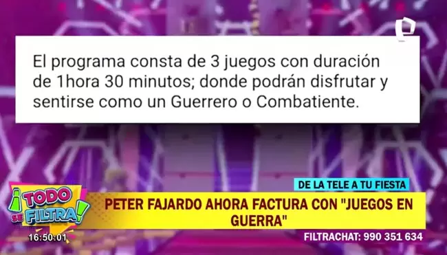 Peter Fajardo y su paquete para servicio Juegos en Guerra. (Todo se filtra)